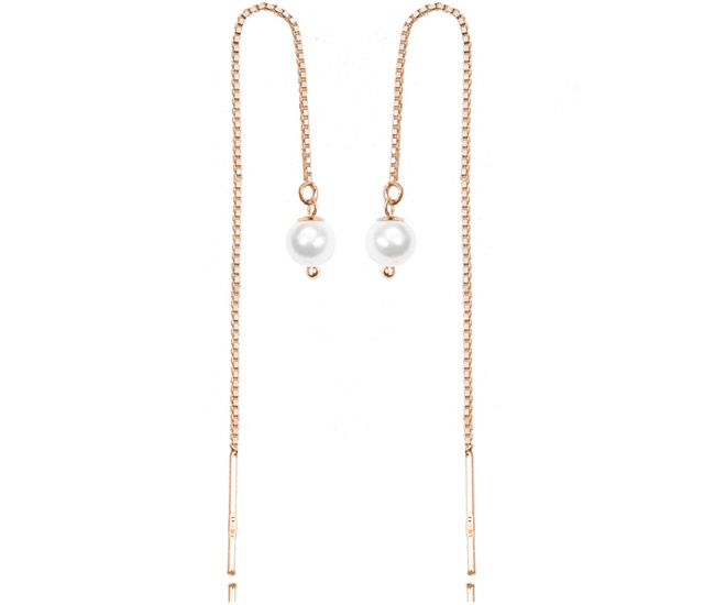 1406 Kolczyki srebrne 925 pozłacane łańcuszki przeciągane perełki