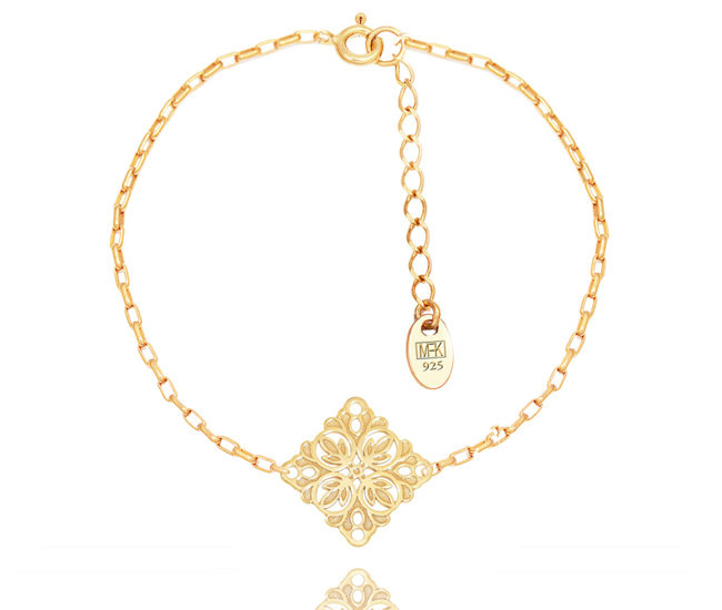 1383/26 bransoletka srebrna 925 pozłacana z rozetą