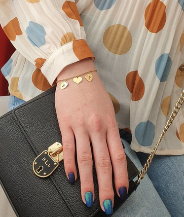 BR1004 bransoletka grawrowana trzy zawieszki Swarovski Elements serce złota 925