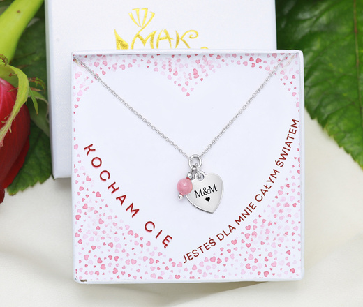 Zestaw Walentynkowy naszyjnik z grawerem serce stal 1899/16