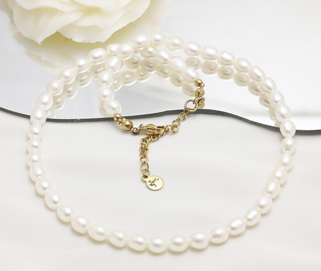 1751  choker pozłacany z perłami naturalnymi  naszyjnik