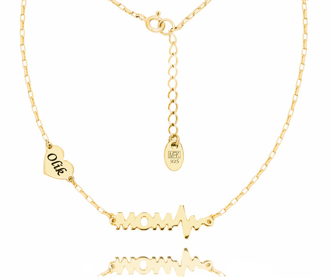 1378 naszyjnik grawerowany srebro 925 pozłacane linia życia dla mamy