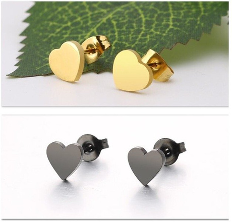 KOL599/786 KOLCZYKI ze kółeczka stalowe złote serca