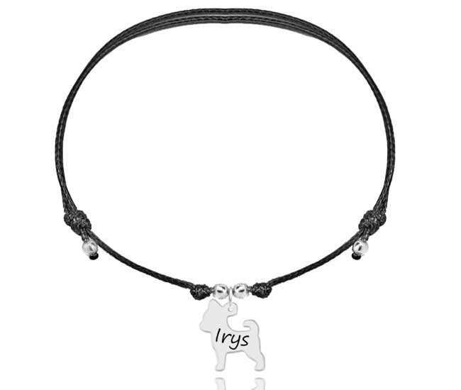 1442 bransoletka z grawerem srebrna na sznureczku