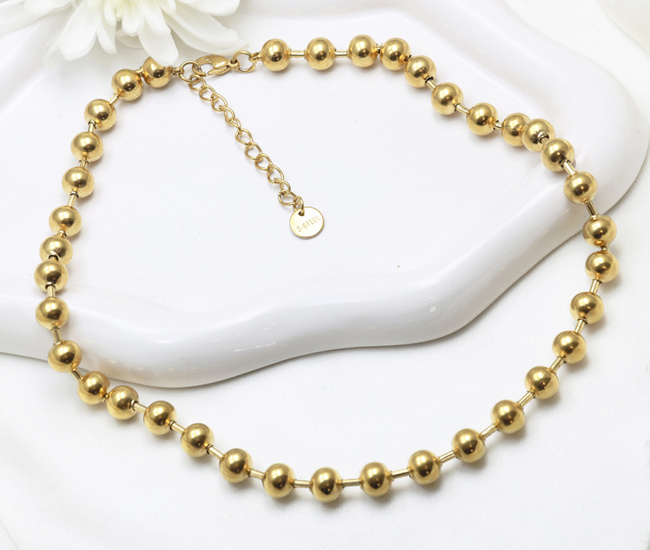 Masywny naszyjnik z kuleczkami, pozłacana stal szlachetna 1878/9