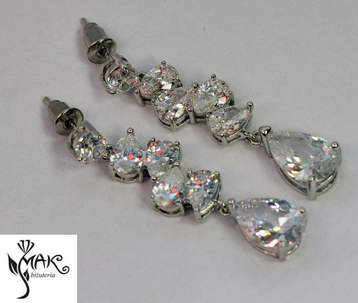 Kol 686/12 KOLCZYKI ślubne, cyrkonie długie Piękne