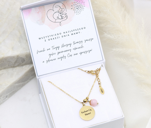 Naszyjnik dla mamy z grawerunkiem serce pozłacane stal 1794/8