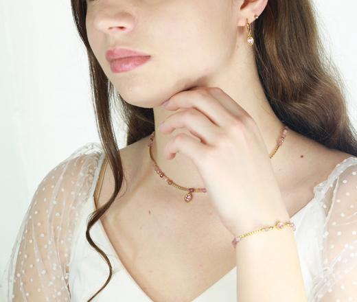 złocone kolczyki z różową cyrkonią 1765/1