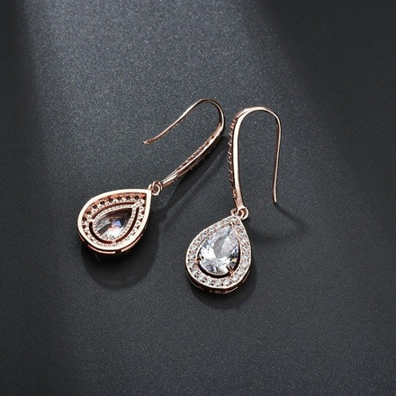 Kol 599/914 kolczyki ślubne pozłacane długie łezki