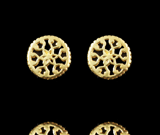 1070 kolczyki rozetki srebro pozłacane 925