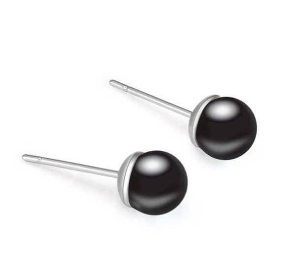 KOL 599/681 KOLCZYKI z czarną perełką, srebrne