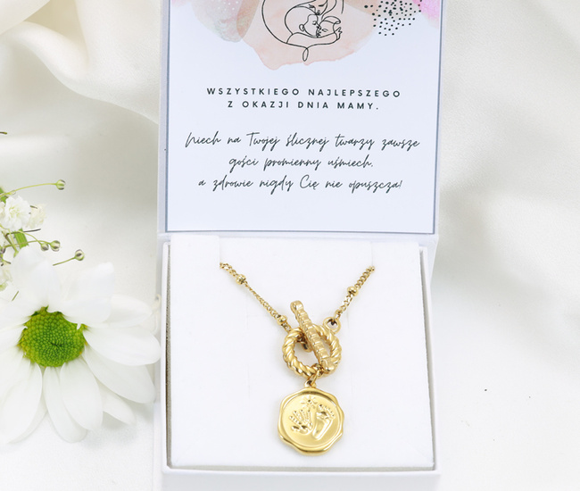 Naszyjnik dla mamy z grawerunkiem pozłacana stal szlachetna 1794/10