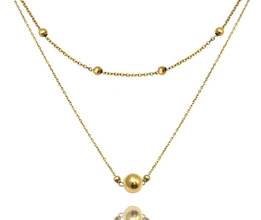 1854/1 naszyjnik pozłacany podwójny kuleczki