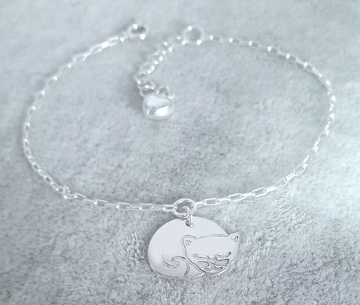1211 Bransoletka z grawerem srebrna 925 Kotek kot