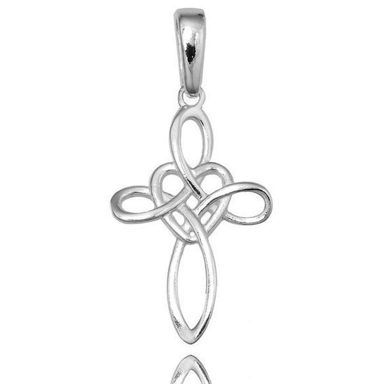480/319 Wisiorek srebrny krzyż krzyżyk 925 węzełek serce