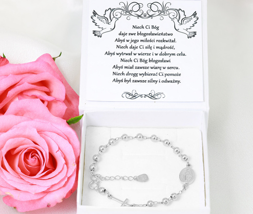 1627/4 bransoletka srebrna 925 różaniec