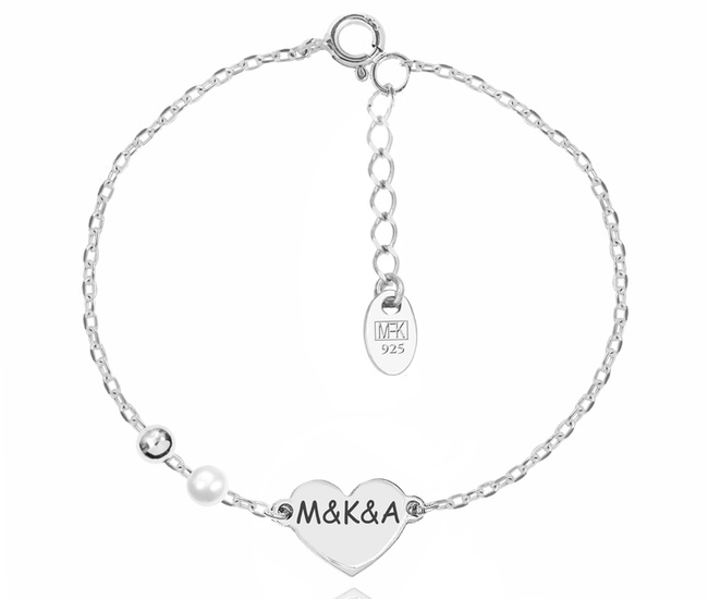 1434 bransoletka srebrna 925 grawerowane serce