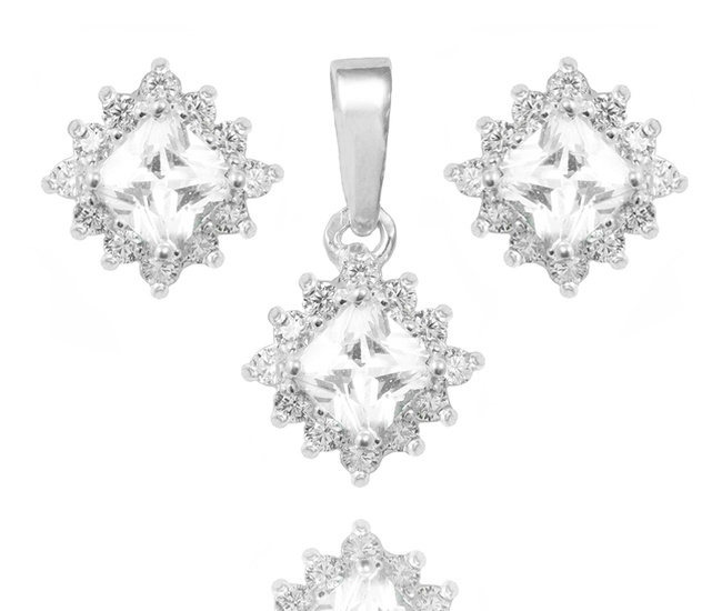 480/488 komplet srebrno 925 wisiorek z kolczykami i cyrkoniami