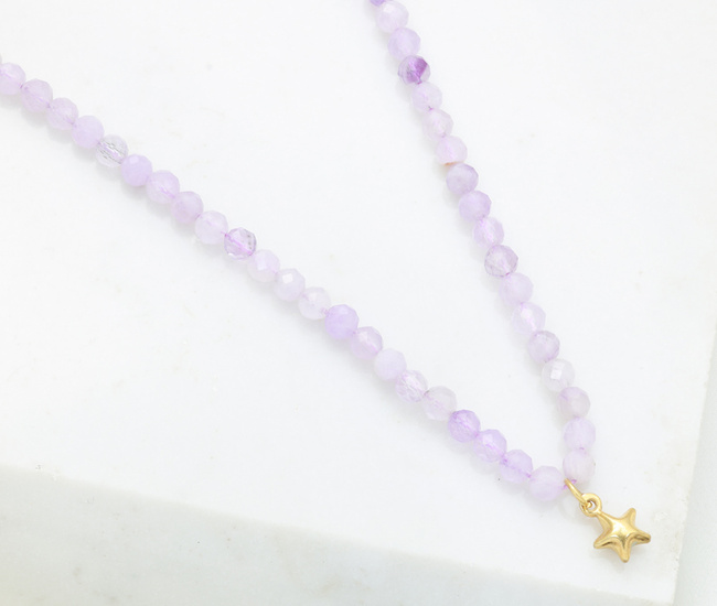 Naszyjnik z gwiazdą i kamieniami naturalnymi (ametyst) 1799/13