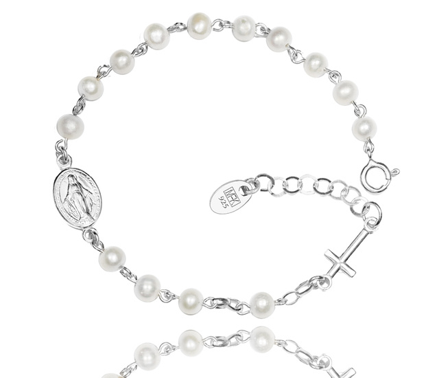 1468 bransoletka różaniec s.925  perełki naturalne