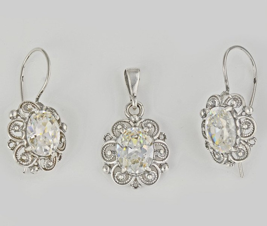 480/189 komplet srebrny z cyrkonią