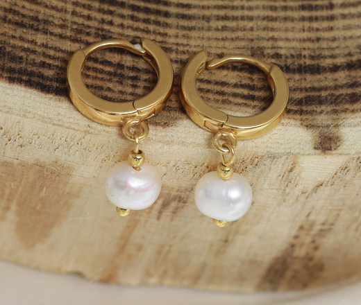 1383/2 kolczyki srebro 925 pozłacane perły