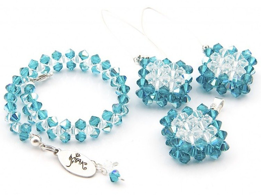 KPL179 CRYSTAL / BLUE ZIRCON  KOMPLET KRYSZTAŁY SWAROVSKI ELEMENTS 