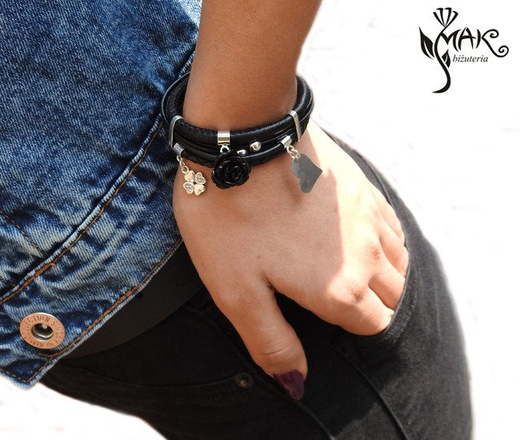 BR783 BRANSOLETKA SKÓRZANA Swarovski, bransoletka z grawerem