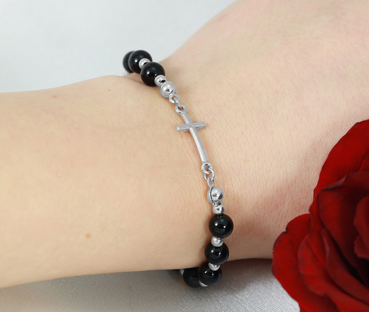 1627/2 bransoletka różaniec srebro 925 z agatu