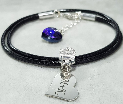 BR773 BRANSOLETKA Z GRAWEREM, srebro Swarovki Elements