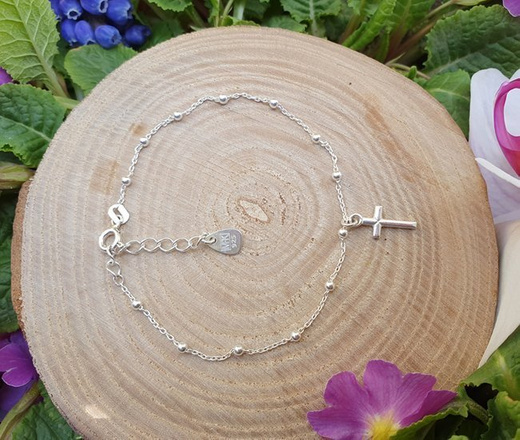 1164 bransoletka srebrna 925 z krzyżykiem