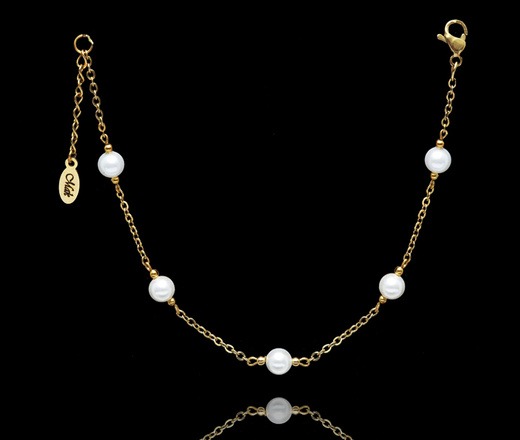 1749/1 bransoletka ślubna pozłacana z perłami 