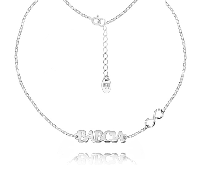 1609 naszyjnik srebrny 925 z napisem babcia i infinity