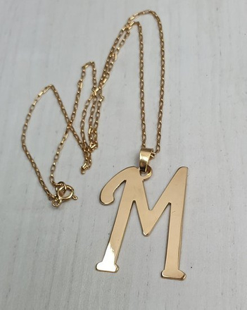 1186 naszyjnik srebrny 925 pozłacany dowolna duża literka inicjał M