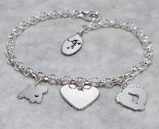 BR1006 stópki serce piesek BRANSOLETKA z GRAWERUNKIEM laser