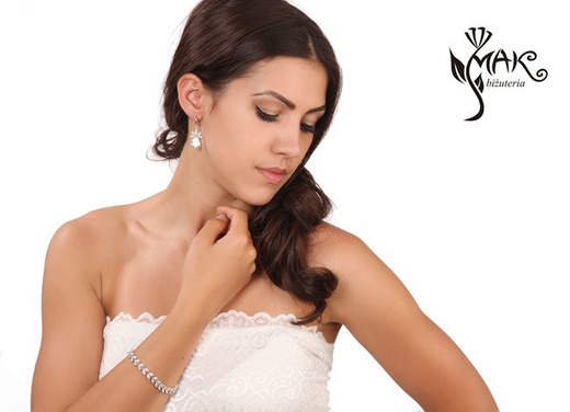 Kpl879 komplet ślubny, biżuteria ślubna z cyrkoniami b599/424 k599/521