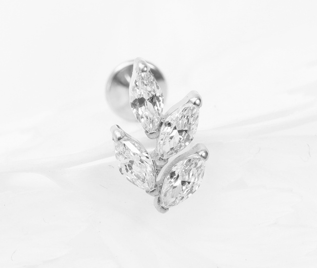 Tytanowy kolczyk do piercingu gałązka wysadzana cyrkoniami 1776/8