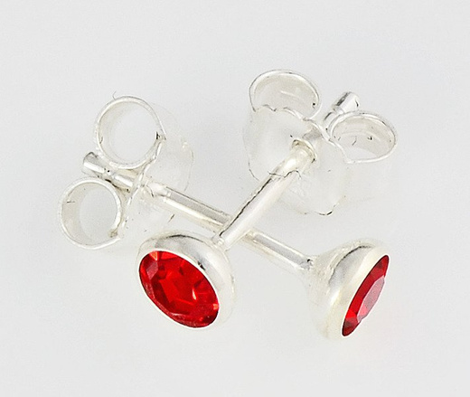 480/134 kolczyki srebrne z czerwoną cyrkonią