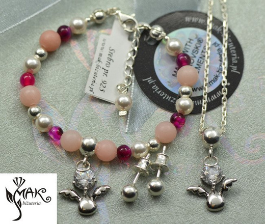 927/3 komplet Swarovski Elements srebro 925 urodziny komunia