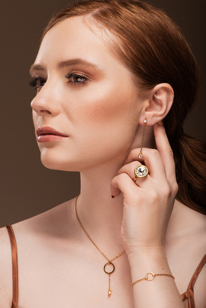 1383/27 naszyjnik srebrny 925 pozłacany kółko i cyrkonia