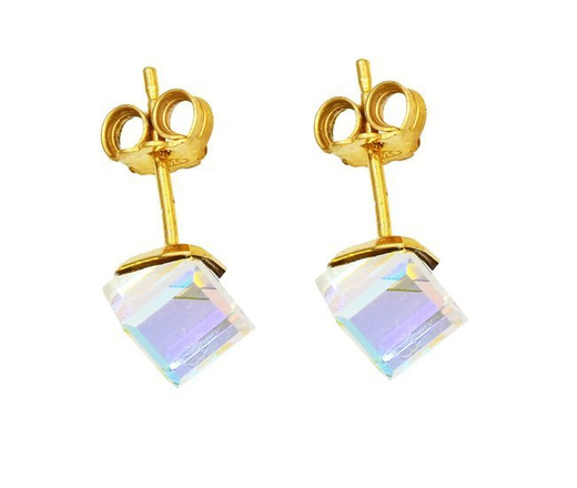 1230 komplet Swarovski Elements srebro 925 pozłacane kostki różowe