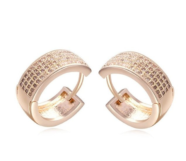 Kol  599/391 kolczyki kółeczka cyrkonie białe żółte złoto