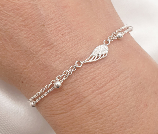 1712 bransoletka s.925 podwójna skrzydło anioła