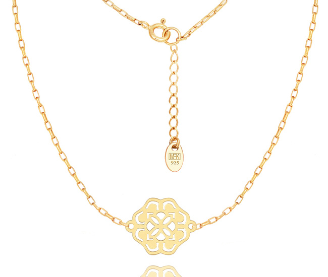 1383/23 naszyjnik srebrny 925 pozłacany rozeta