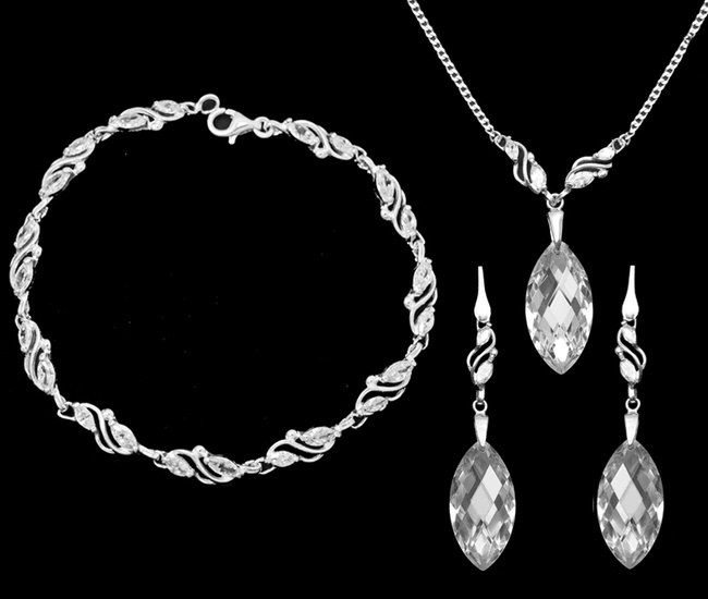 1749/3 biżuteria ślubna srebrno 925 z kryształkami, komplet