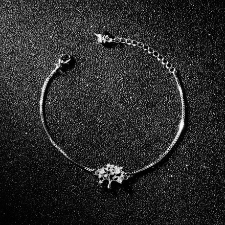 Br 599/771 BRANSOLETKA drzewko szczęścia, wysadzana cyrkoniami