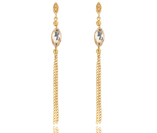 1449 kolczyki srebrne 925 złocone długie z kryształkiem