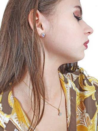 1230 komplet Swarovski Elements srebro 925 pozłacane kostki fiolet