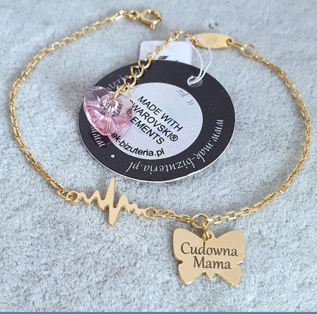 1063 BRANSOLETKA Z GRAWEREM złota łańcuszku linia życia serce Swarovski Elements