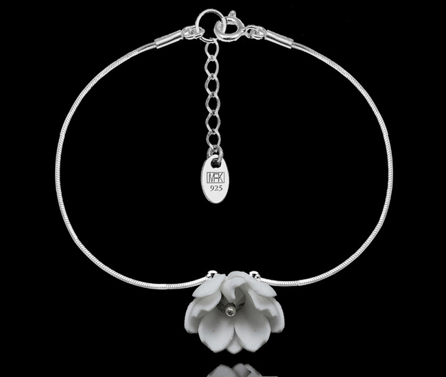 1653 bransoletka srebrna 925 z kwiatuszkiem na ślub